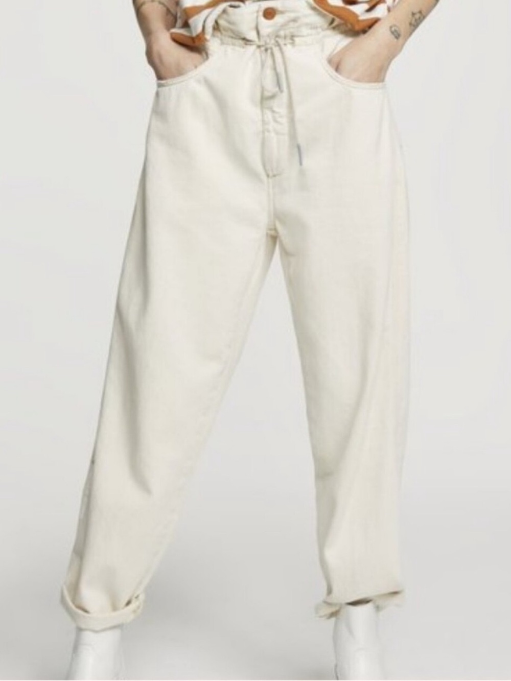 Closed Cream white High-Rise Wide-Leg Pants